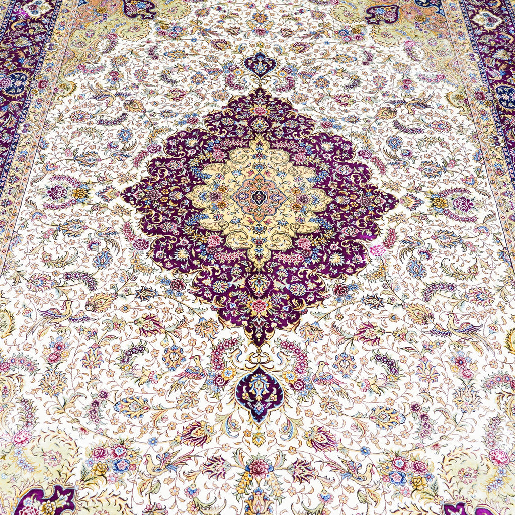Detailed floral border of burgundy Persian Rug