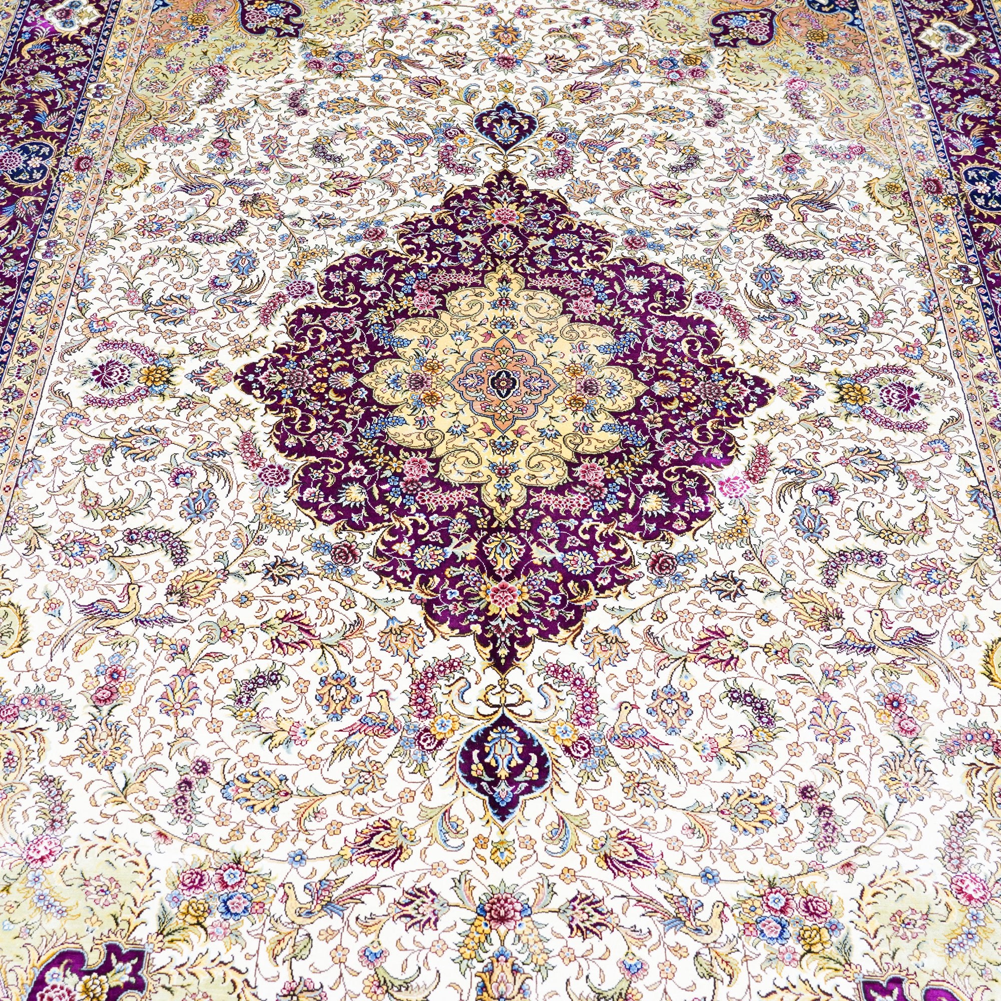 Detailed floral border of burgundy Persian Rug