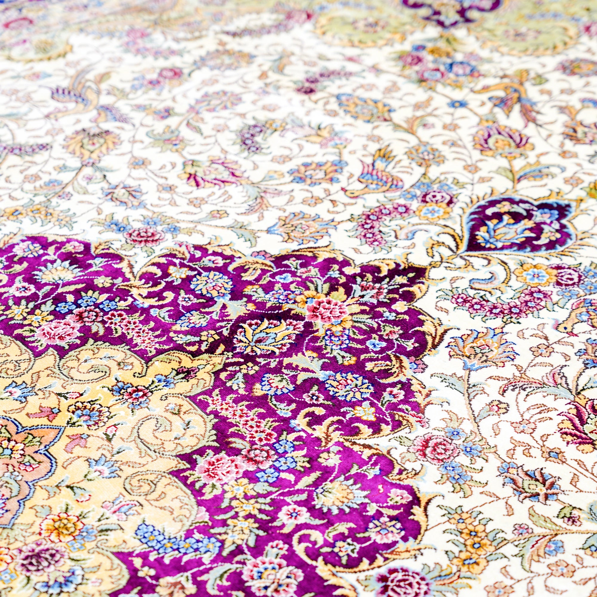 Close up of luxury amethyst rug centre pattern