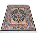 Midnight Persian Medallion Rug with ivory and gold floral pattern, traditional 4x6 oriental carpet