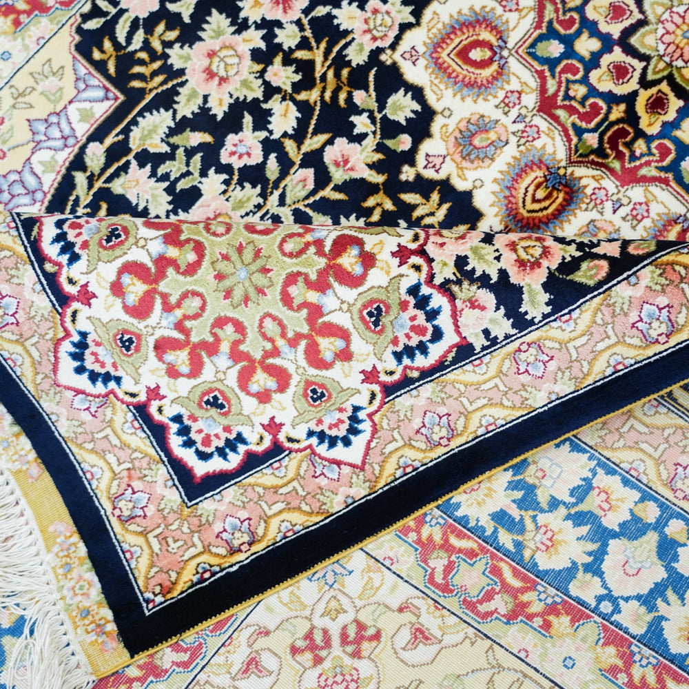 End fold of Tabriz Midnight Rug
