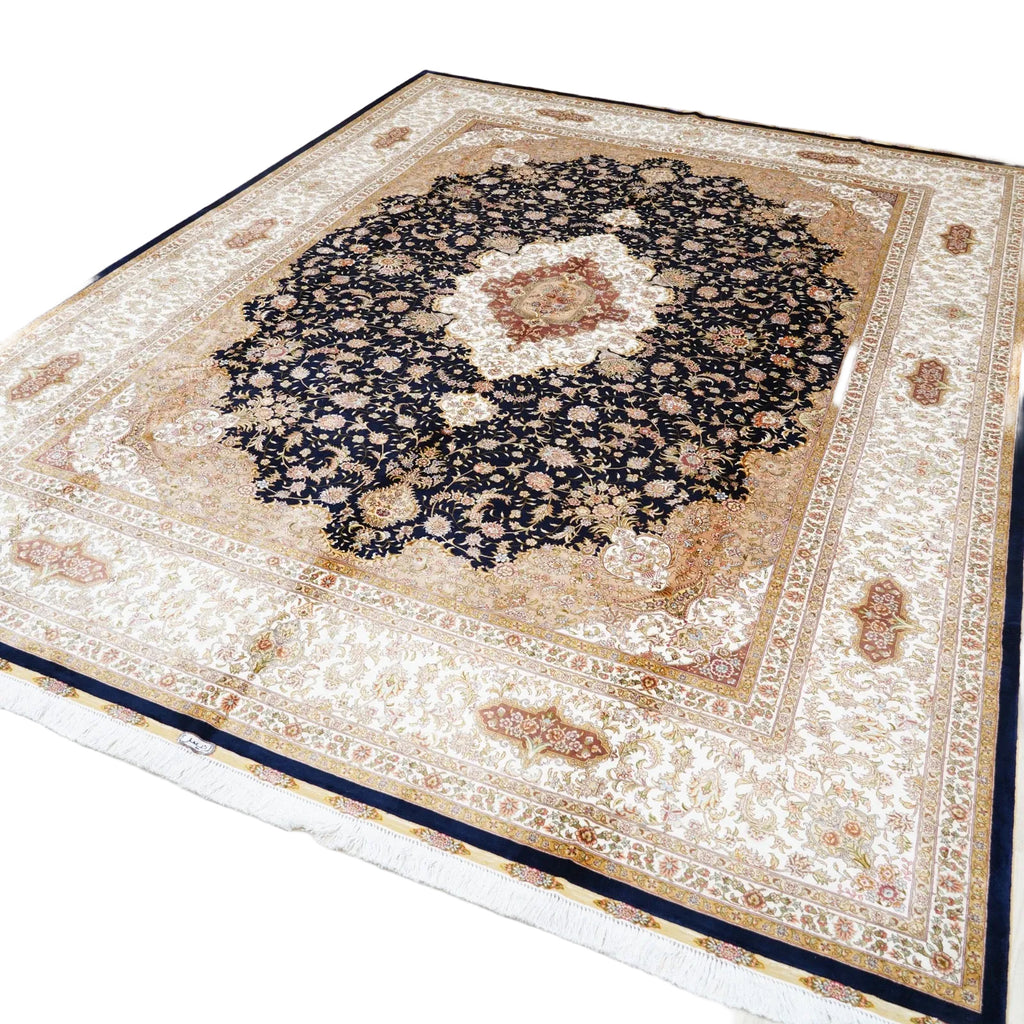 Side angle of The Tabriz Imperial Medallion Persian Silk Rug