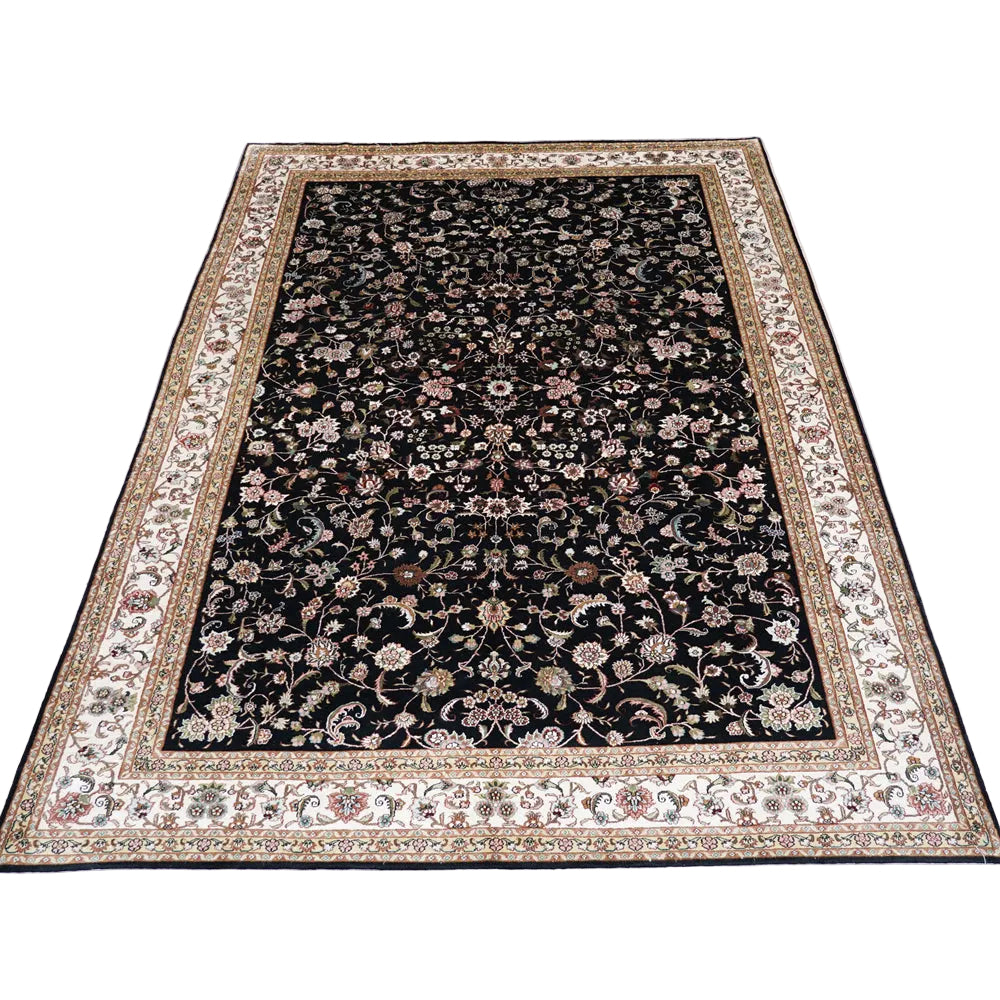 Decorative rug with intricate patterns on a white surface