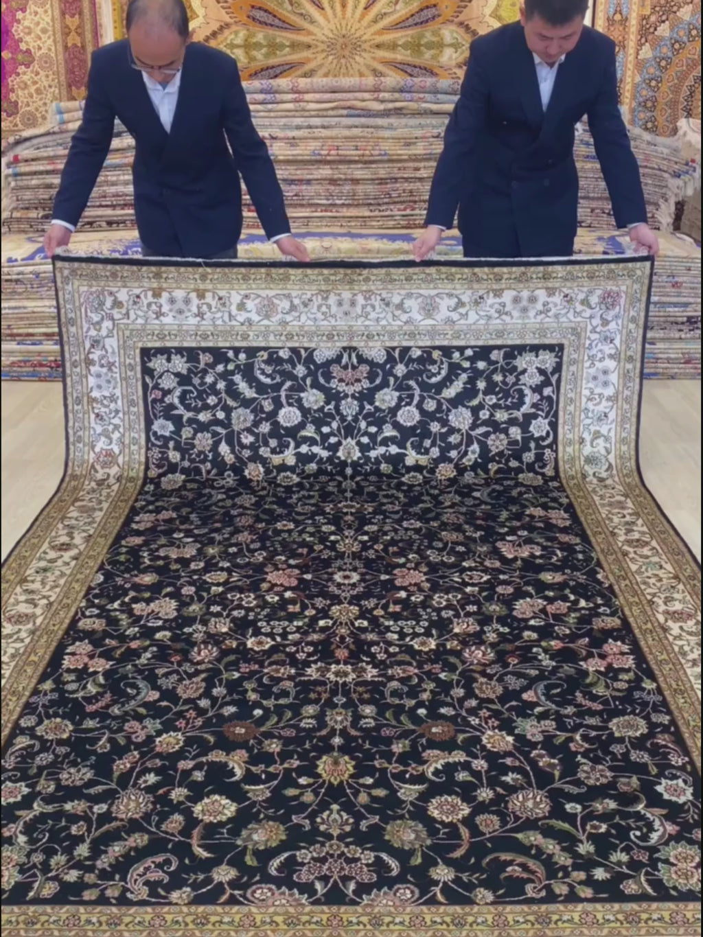 Video of The Tabriz Noir Garden Rug