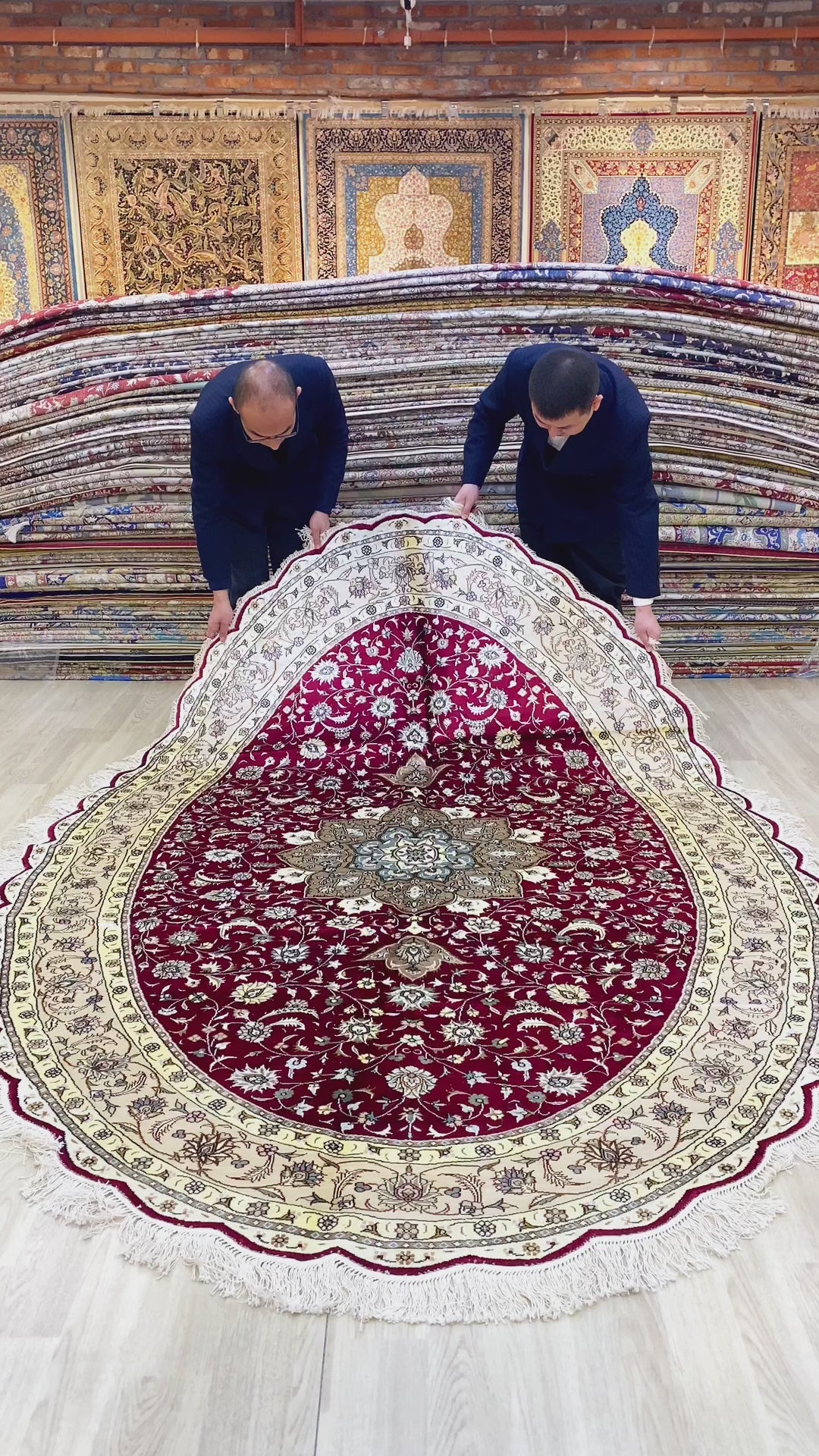 Qom Ruby Oval Medallion Rug Silk Rug video