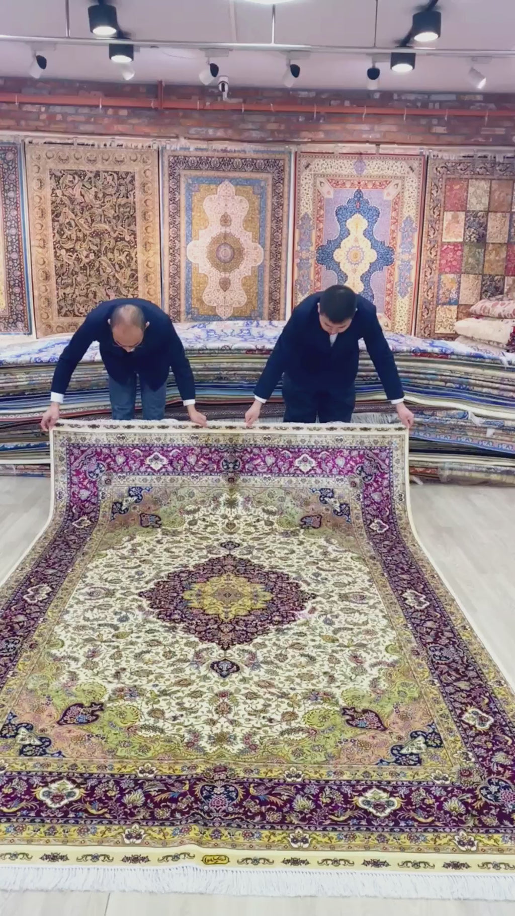 Video of Isfahan Ivory & Amethyst Silk Rug