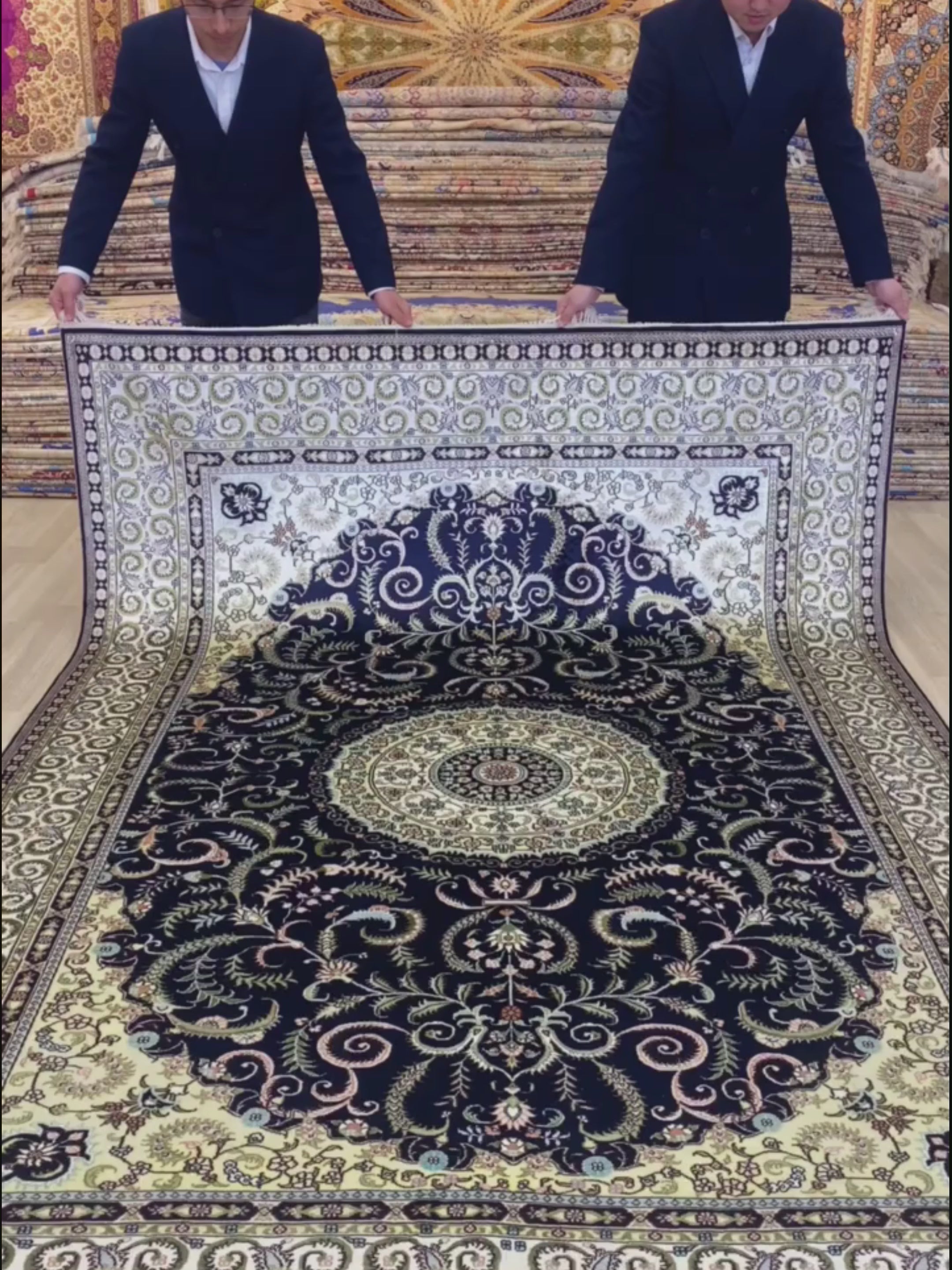 Video of The Kashan Obsidian Palace Medallion Rug