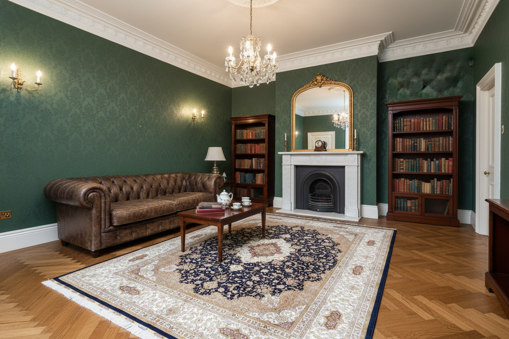 The Tabriz Imperial Medallion Rug in a British Interior