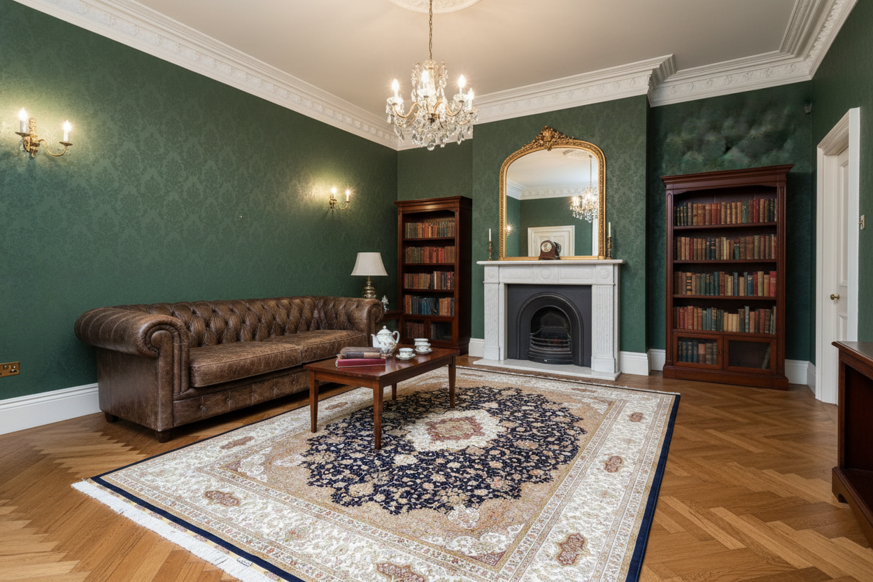 The Tabriz Imperial Medallion Rug in a British Interior